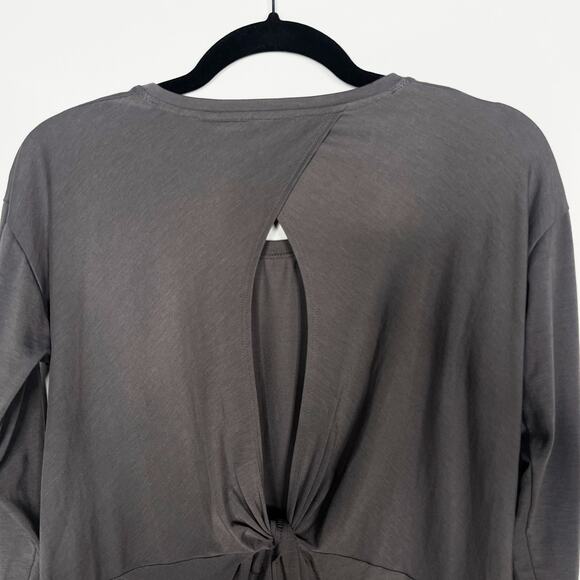 Athleta XSmall XS Gray Essence Twist Back Long Sleeve Top Crew Neck Lyocell Tee - Picture 5 of 10